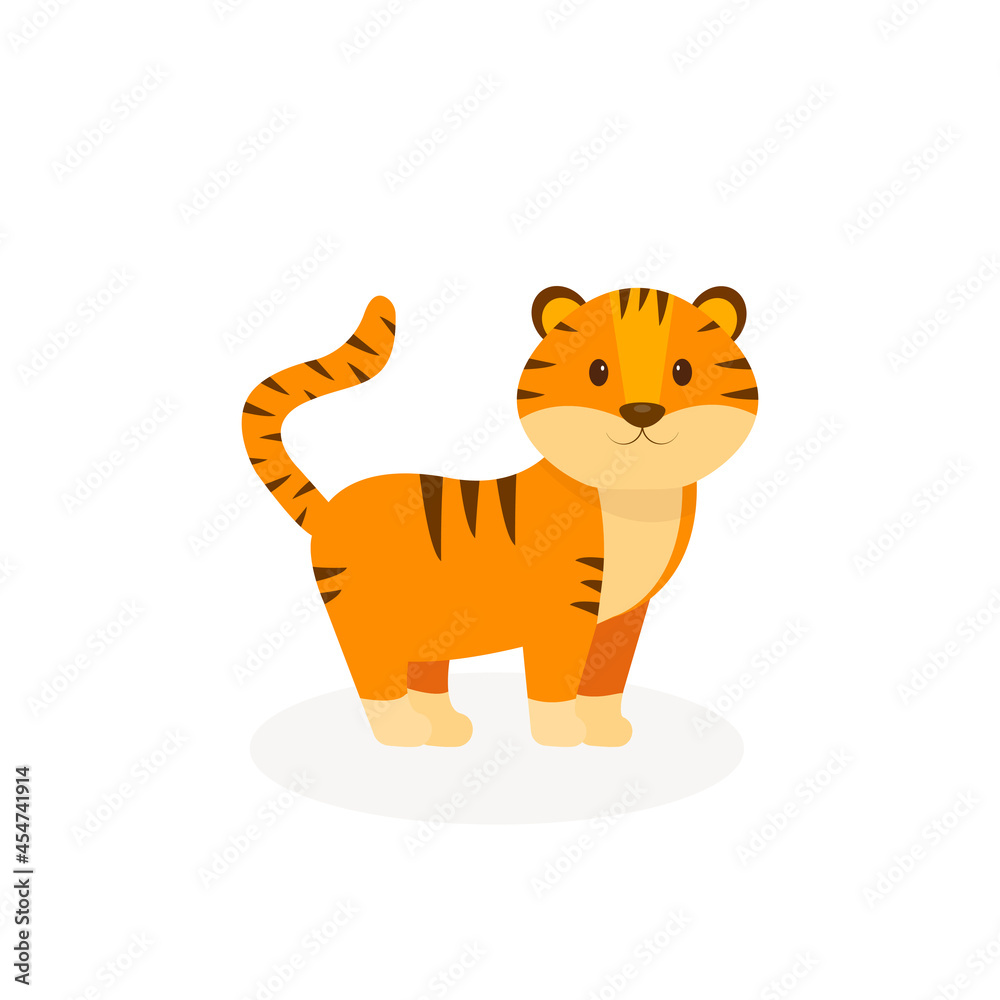 This is a cute tiger on a white background. This is a cute tiger on a white background.