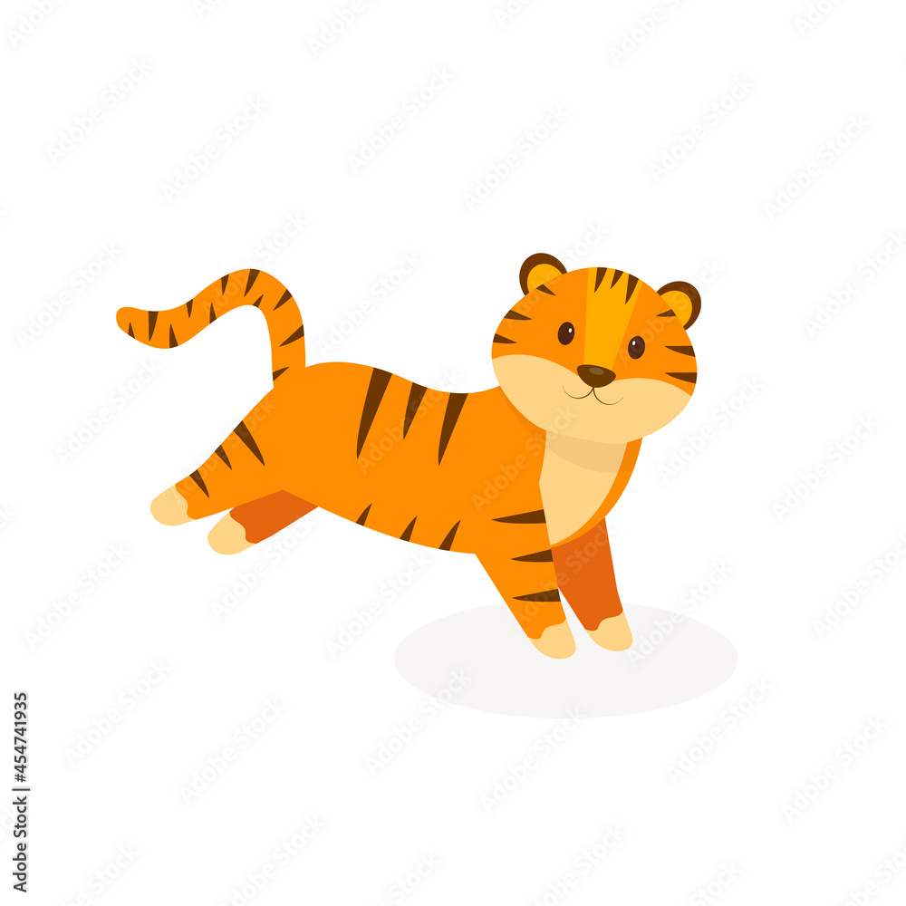 This is a cute tiger on a white background. This is a cute tiger on a white background.