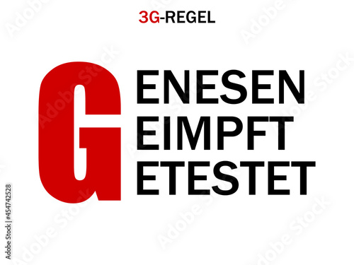 3G Regel . Geimpft , Getestet ,Genesen.3G rule-vaccinated,recovered,tested.