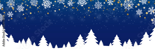 christmas background with snow fall and trees