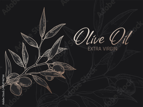 black and gold design poster of olive branch
