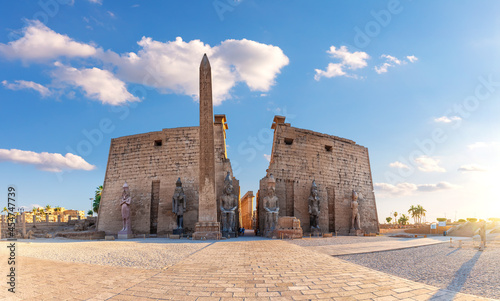 Luxor Temple main entrance, sunny day panorama, Egypr