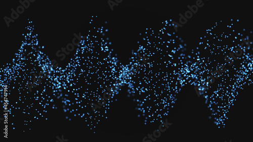 Dotted halftone waves. Sketch of sea waves. Round dots effect illustration. 3d rendering