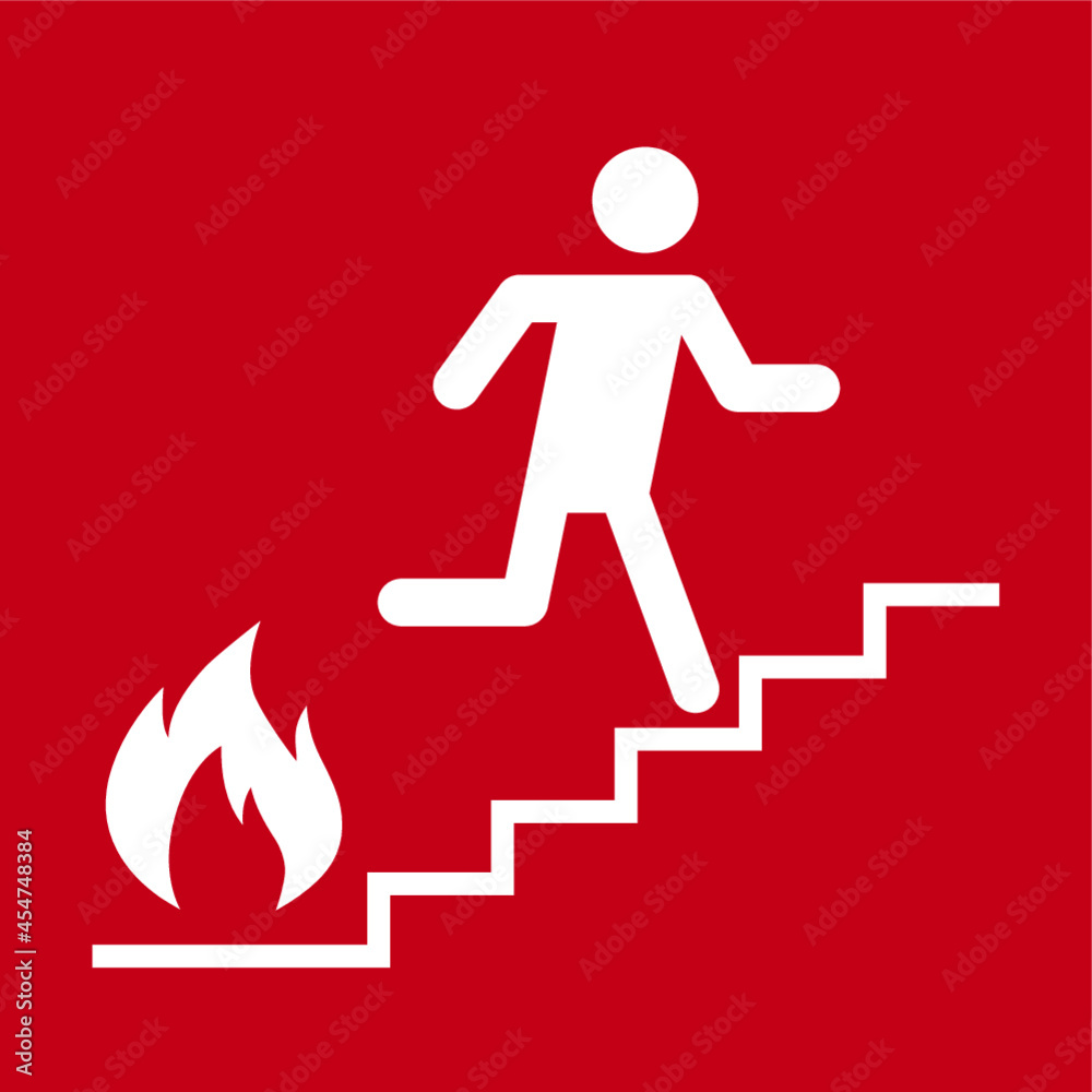 Label Fire extinguisher Sign on red background Label Fire extinguisher Sign on red background