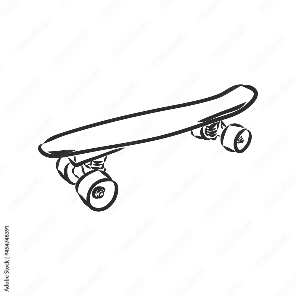 Hand Drawn Skateboard skateboard longboard vector sketch Hand Drawn Skateboard skateboard longboard vector sketch