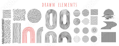 Vector illustration. Abstract pattern. Lines and dots. Scandinavian hand drawn design elements collection. Concept for design poster, cover, invitation, gift card, flyer, social media, promotion.