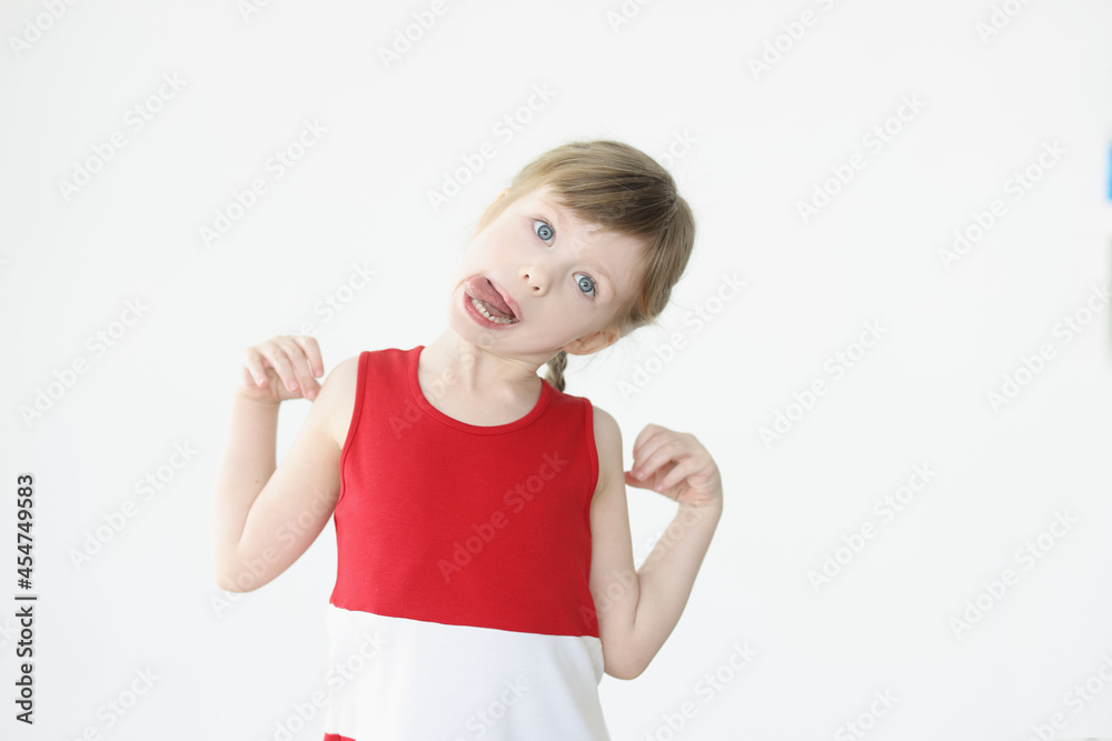 Little funny girl fooling around and showing tongue Little funny girl fooling around and showing tongue