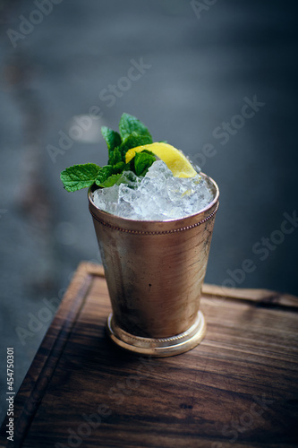 whisky mint julep in silver cup