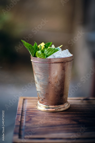 whisry mint julep in silver cup photo