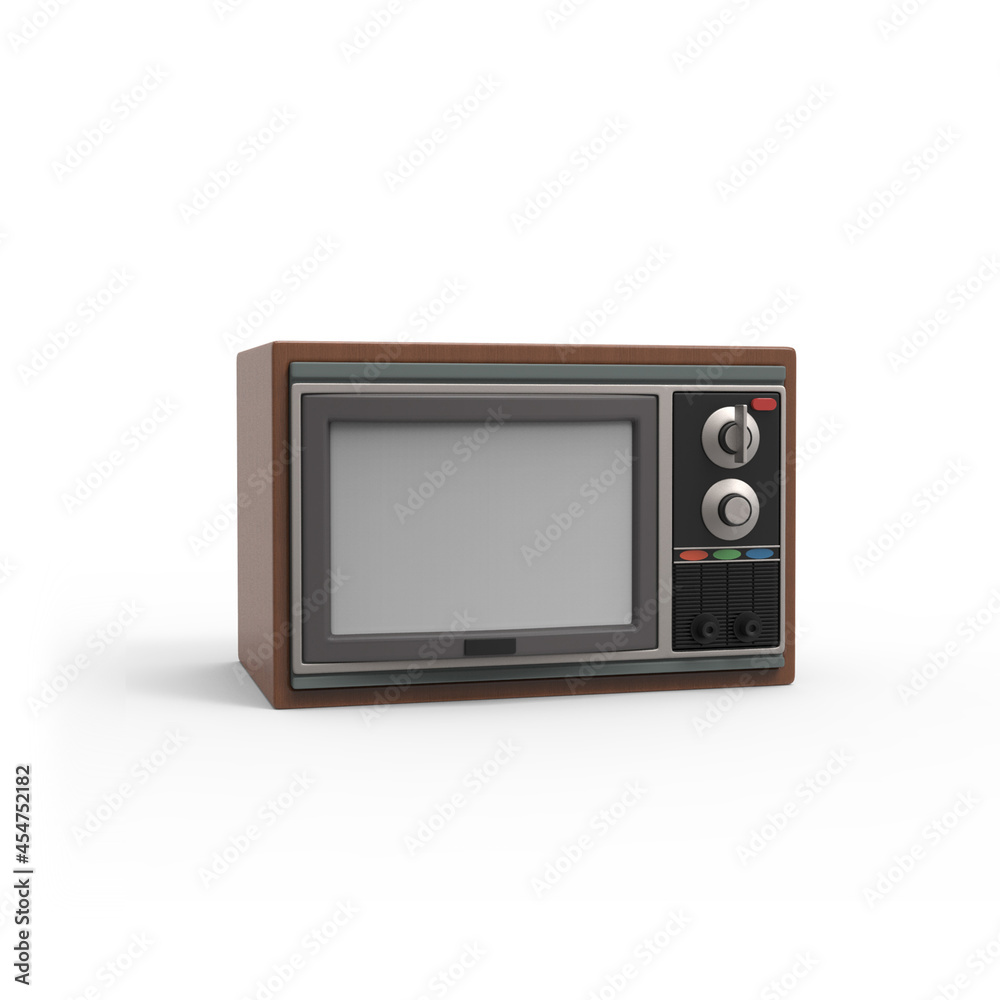 3D illustration of a retro TV facing right quarter 3D illustration of a retro TV facing right quarter