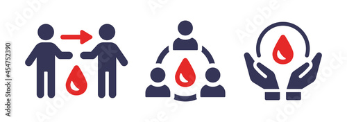 Blood donation icon set. Medical symbol vector illustration