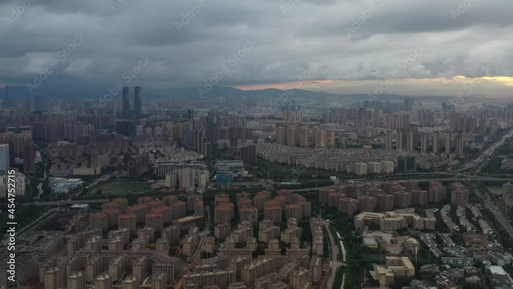 aerial view of city skyline of kunming aerial view of city skyline of kunming
