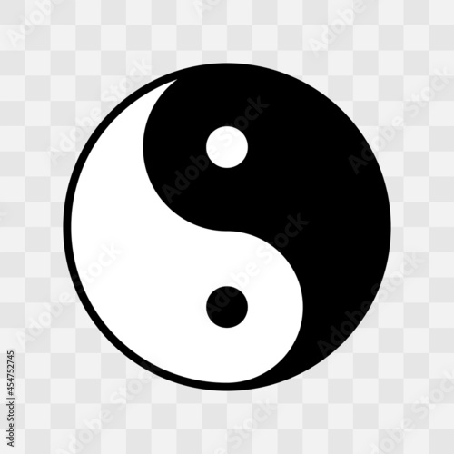 Yin yang symbol icon on transparent background.