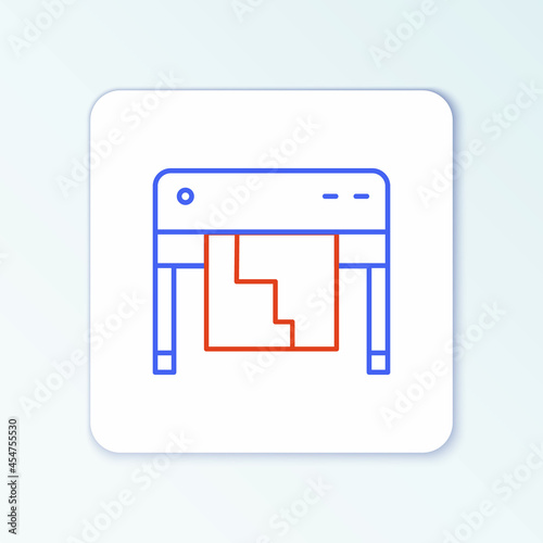 Line Plotter icon isolated on white background. Large format multifunction printer. Polygraphy, printshop service. Colorful outline concept. Vector