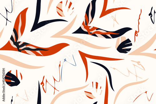 Tropical leaves. Exotic pattern. Creative seamless background. Fashion template for design, clothing, textiles