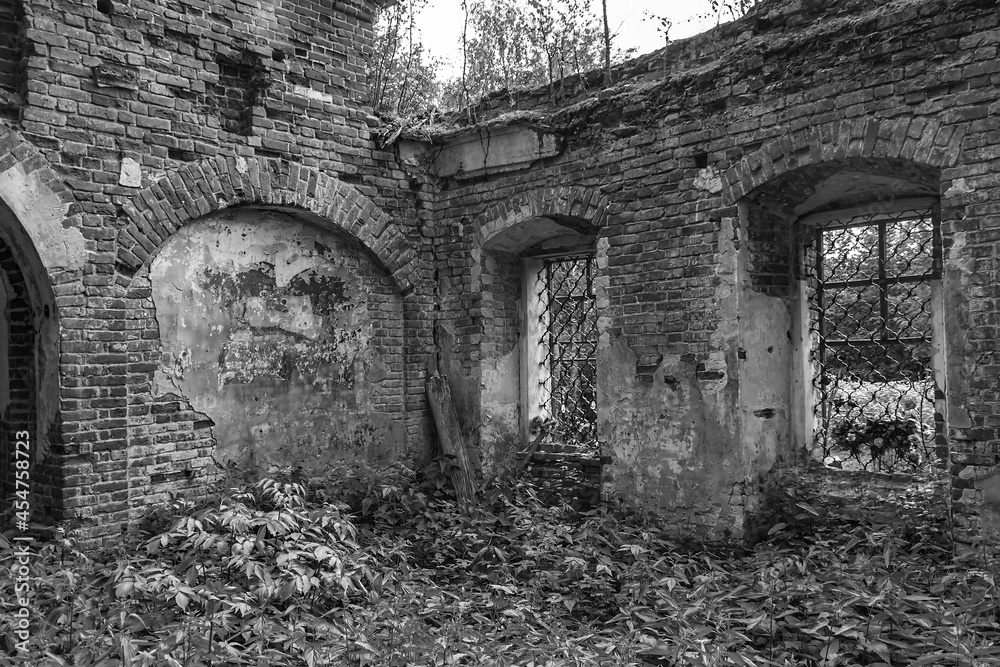 the interior of an abandoned church the interior of an abandoned church