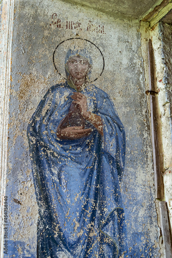 wall painting inside an abandoned Orthodox church