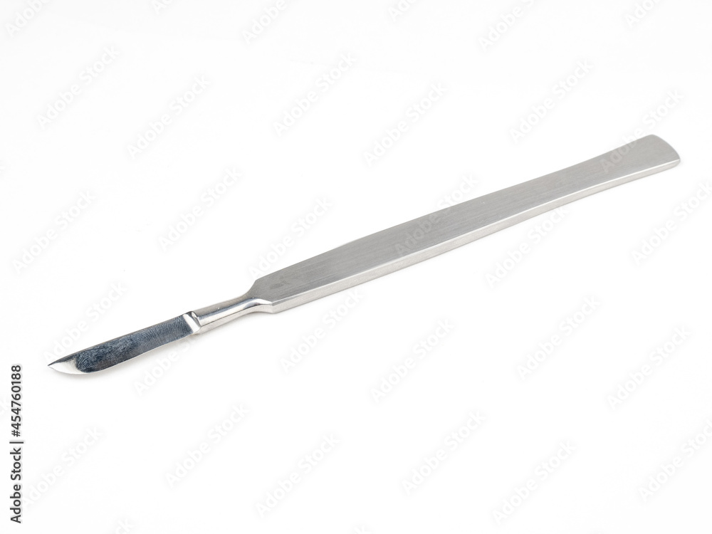 the steel medical scalpel on a white background the steel medical scalpel on a white background