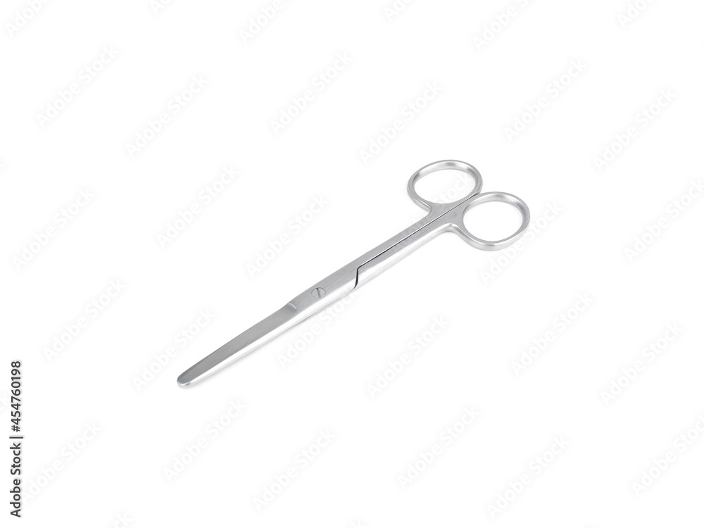 the surgical steel scissors zoom on a white background the surgical steel scissors zoom on a white background