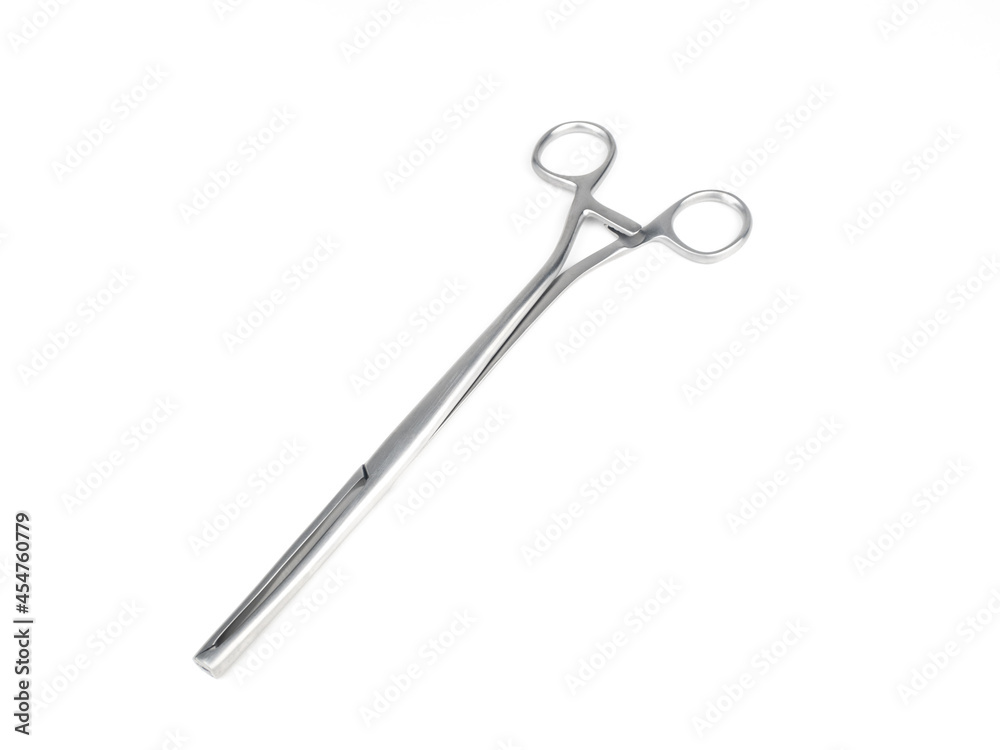 steel surgical clamp on white background steel surgical clamp on white background