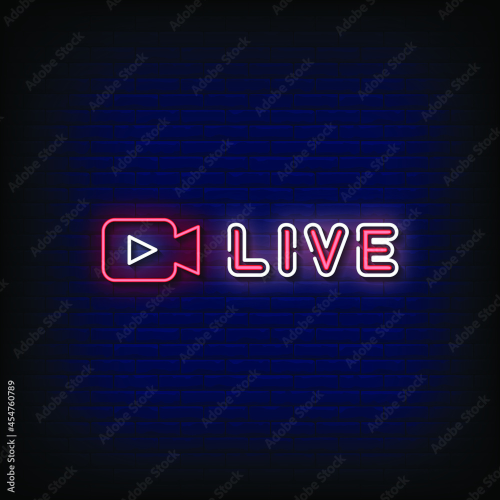 Obraz premium Live Neon Signs Style Text Vector