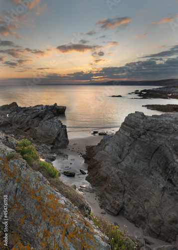 Sunset over Looe from Sharrow Point on the south east Cornish coast