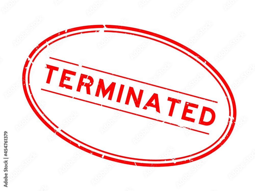 Grunge red terminated word oval rubber seal stamp on white background Grunge red terminated word oval rubber seal stamp on white background