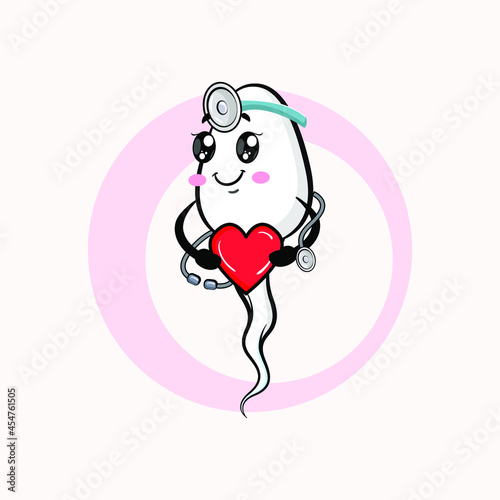 vector illustration cute kawaii cute cartoon character sperm being a doctor