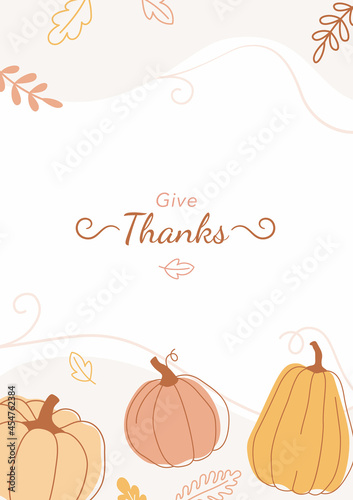 Trendy minimal design with pumpkins for posters, invitation, brochures. Abstract Happy Thanksgiving print. Vector design.