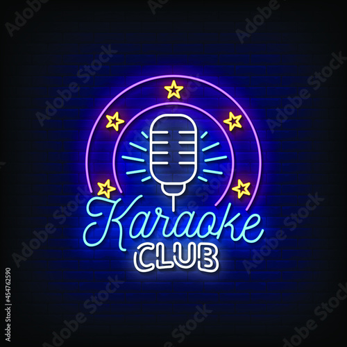 Karaoke Club Neon Signs Style Text Vector