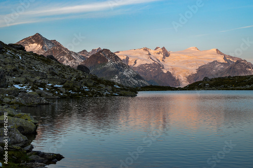 lake Gruensee with view to Grossvenediger at Hohe Tauern national park, Austria