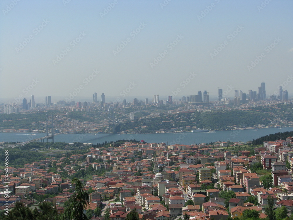 A view of the Bosphorus and the Marmara Sea from Çamlıca Hill.