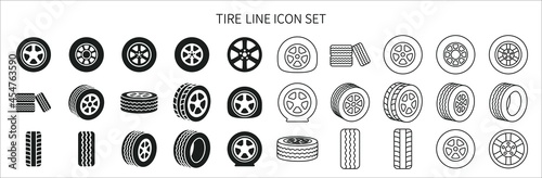 Icon set related to car tires photo