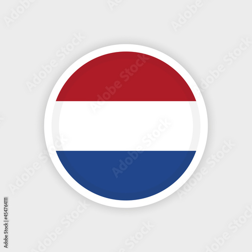 Flag of The Netherlands with circle frame and white background