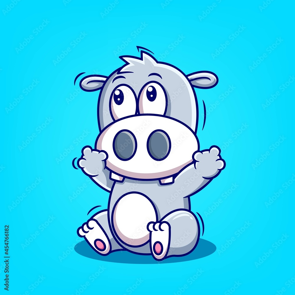 cute hippopotamus cartoon vector illustration