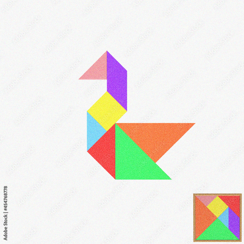 All kinds of tangram puzzles on white background, dot diagrams All kinds of tangram puzzles on white background, dot diagrams