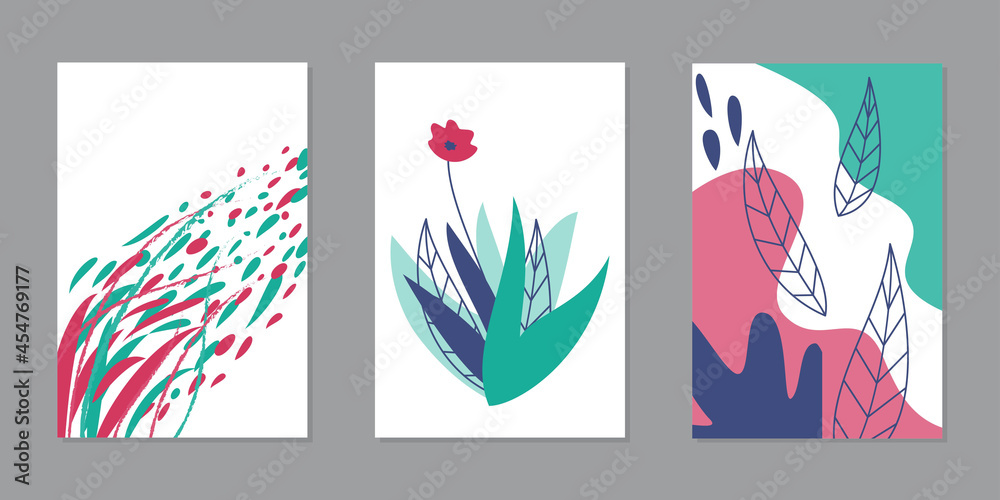 Set of abstract floral cards.