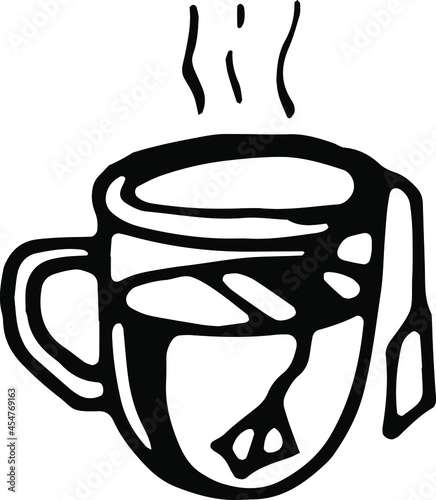 cup of tea, isolated image, hand drawn
