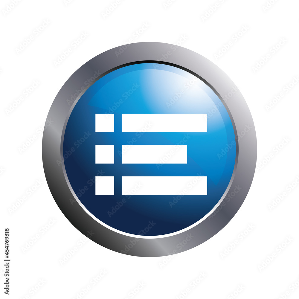 Menu icon on modern blue circle for button. Vector illustration. Menu icon on modern blue circle for button. Vector illustration.
