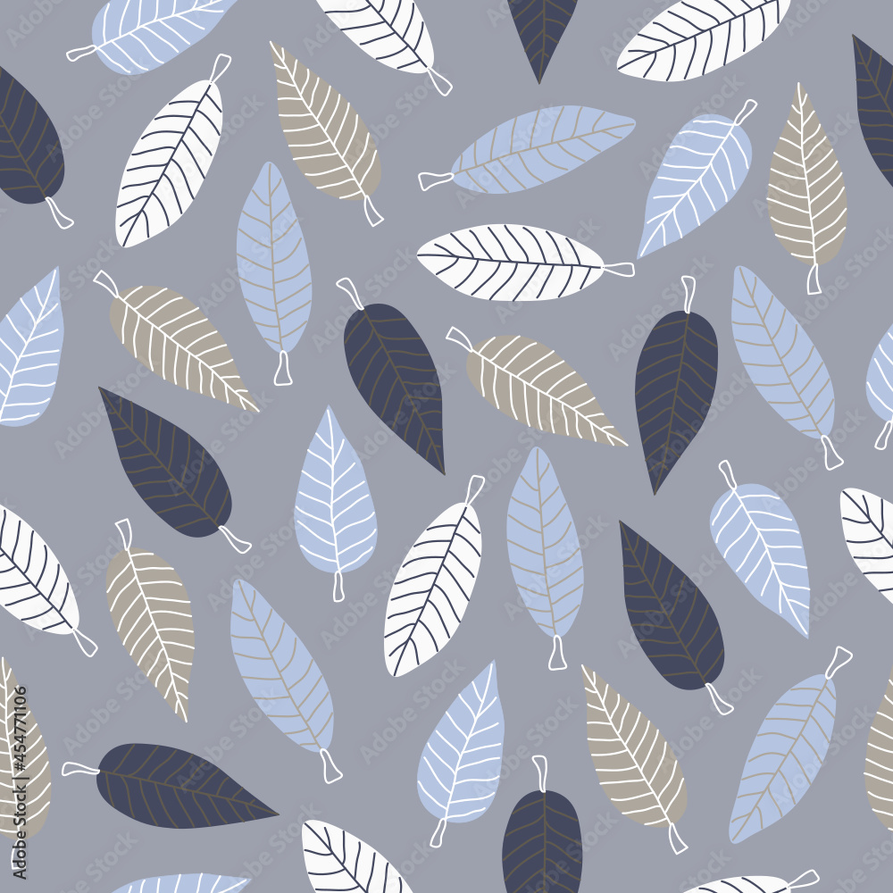 Seamless leaf pattern on gray background used for wallpaper. Modern publications can be used for Christmas.