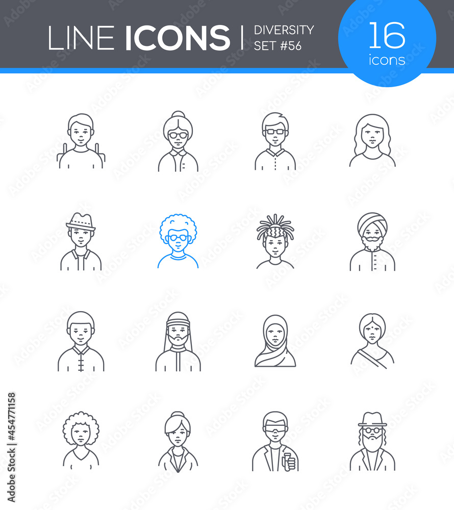 Diversity - modern line design style icon set Diversity - modern line design style icon set