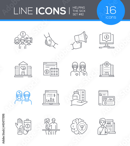 Helping the sick - modern line design style icon set