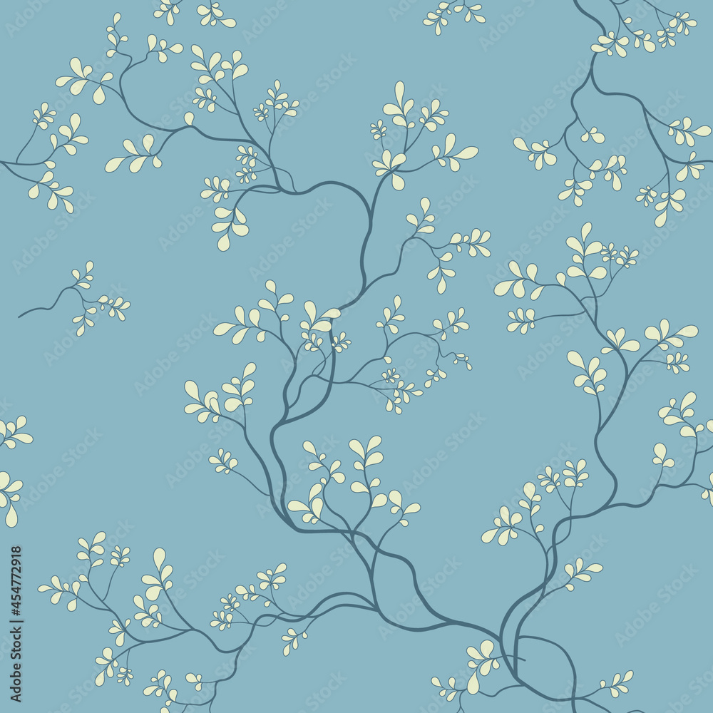 Fototapeta seamless pattern of flowers, branches and leaves