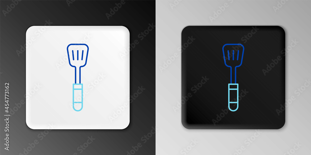 Line Spatula icon isolated on grey background. Kitchen spatula icon. BBQ spatula sign. Barbecue and grill tool. Colorful outline concept. Vector Line Spatula icon isolated on grey background. Kitchen spatula icon. BBQ spatula sign. Barbecue and grill tool. Colorful outline concept. Vector