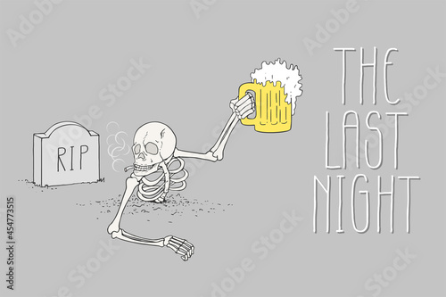 Funny skeleton with beer