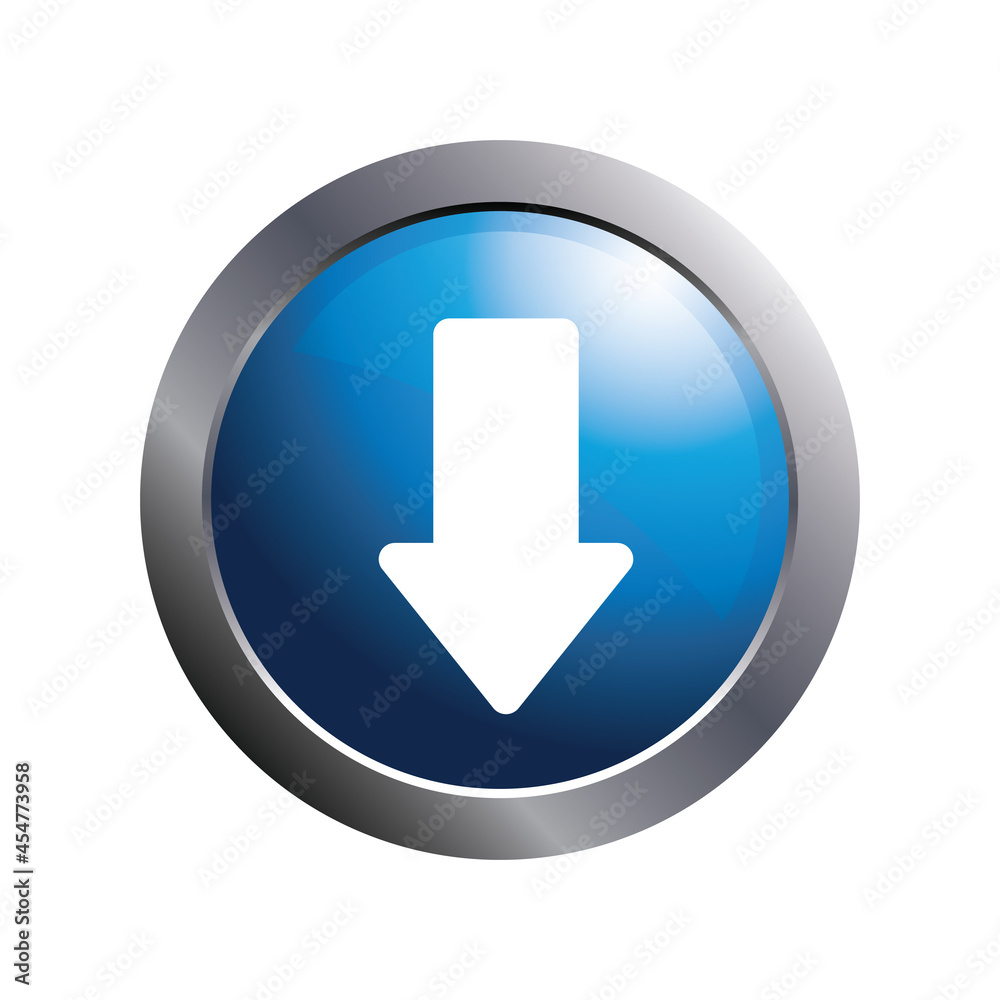 Simple arrow down icon and blue glossy circle for web button. Simple arrow down icon and blue glossy circle for web button.