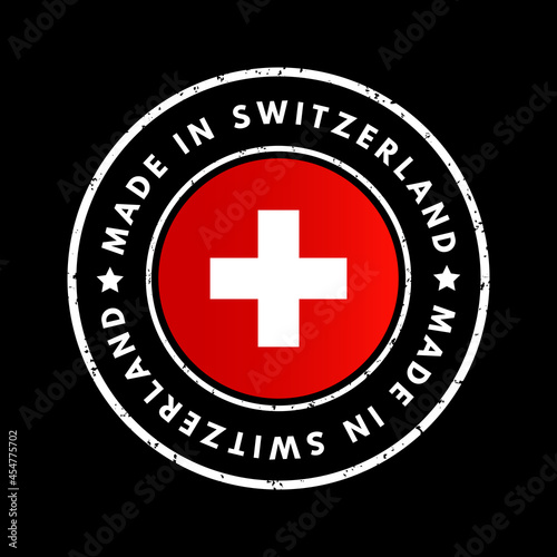 Made in Switzerland text emblem badge, concept background