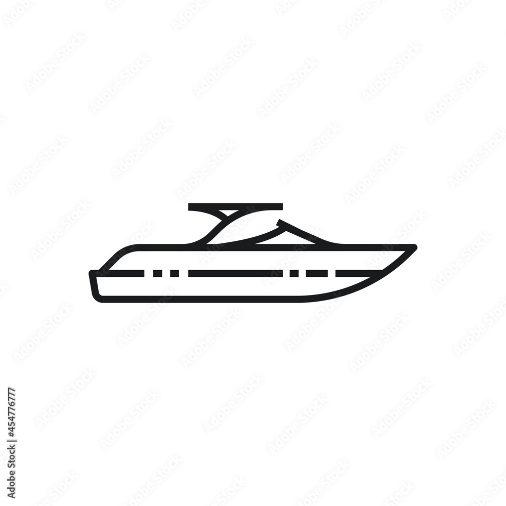 speedboat vector outline style, line icon isolated