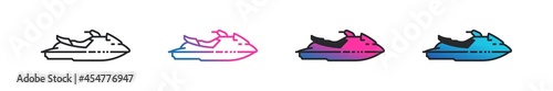 personal water craft  vector outline style, line icons isolated