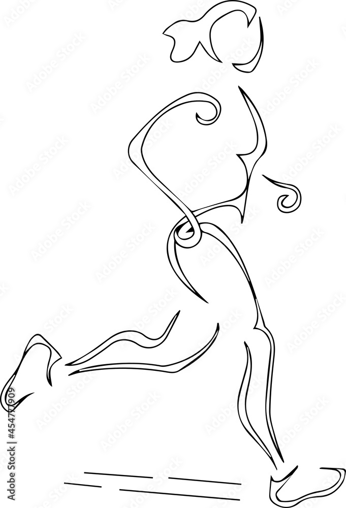Running slender woman, simple black abstract pattern tattoo. Running slender woman, simple black abstract pattern tattoo.